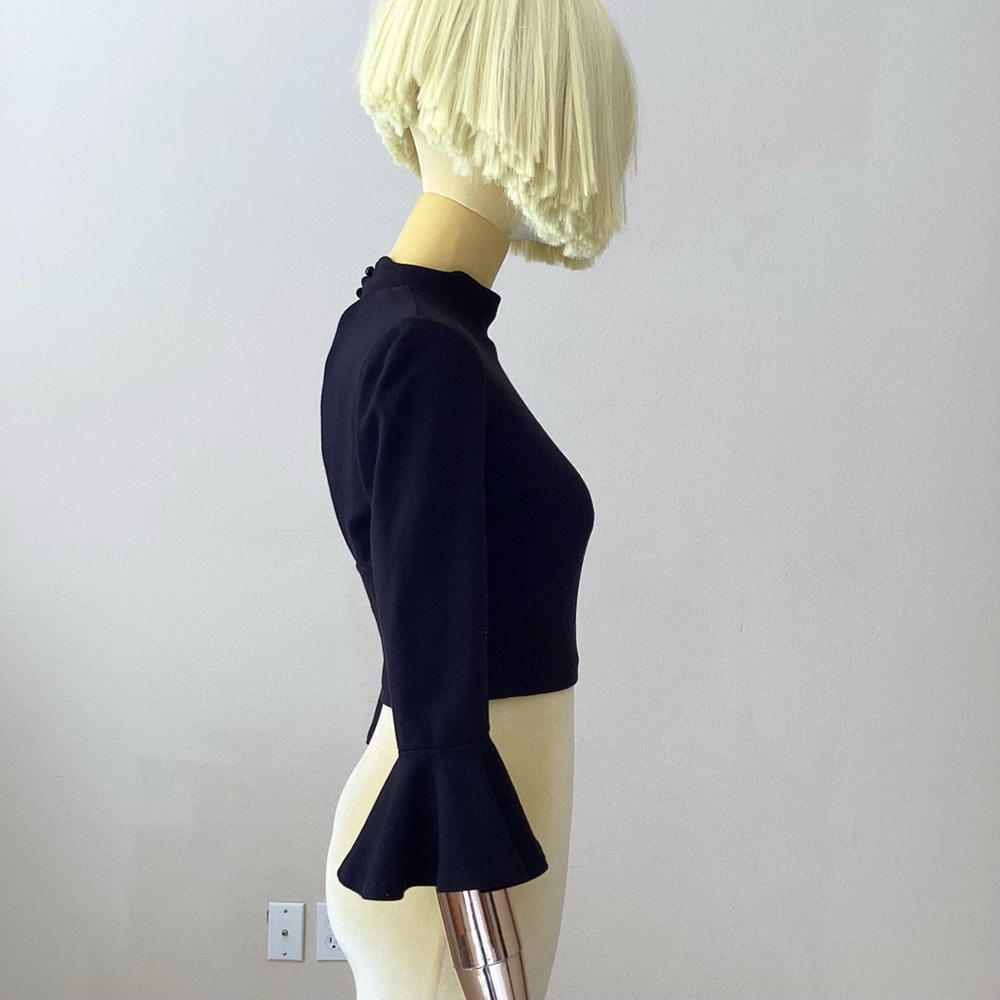 Nasty Gal Black Open Back Crop Top SZ XS - Picture 2 of 4